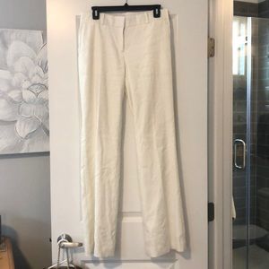 Ann Taylor Devon-fit white linen pants